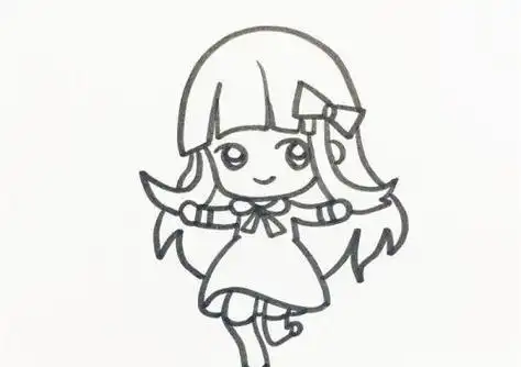漂亮可爱卡通小女孩简笔画怎么画二次元可爱卡通小女孩简笔画步骤图解