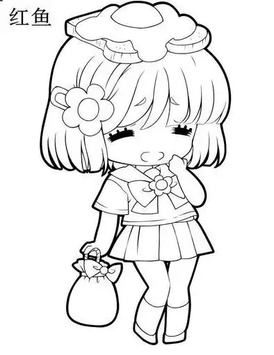 q版人物动漫线稿黑白线稿素材