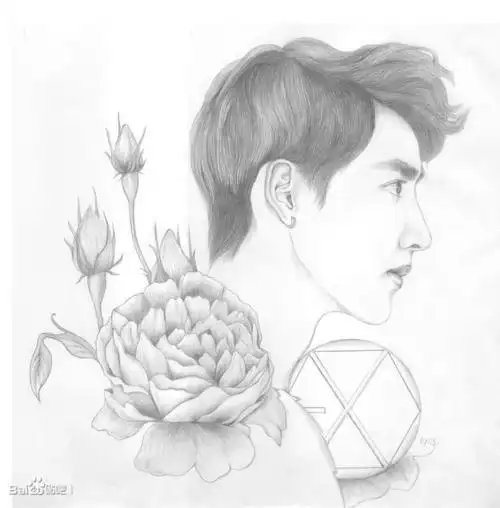 素描吴亦凡简笔画