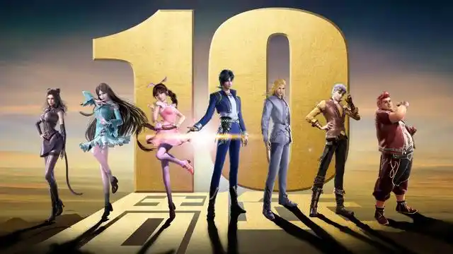 前面为动漫里他们五年后的建模,后面是七怪重聚的原画图.