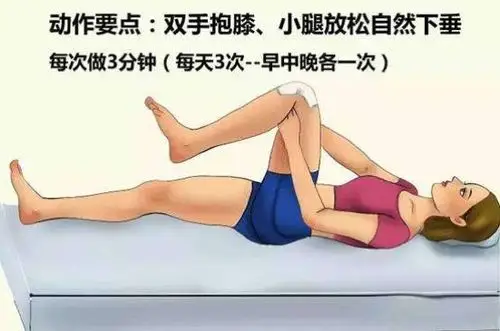 仰卧屈膝:术后第二天开始做此动作.