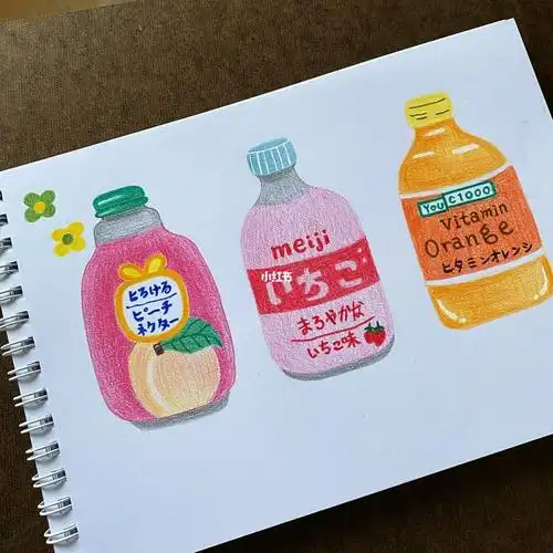 彩铅画那些可爱的汽水瓶们1