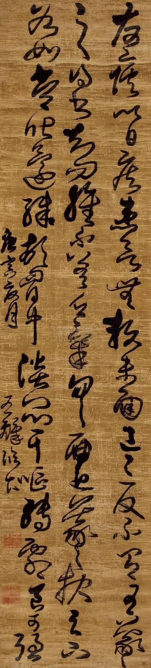 王铎草书临阁帖立轴绫本作品欣赏