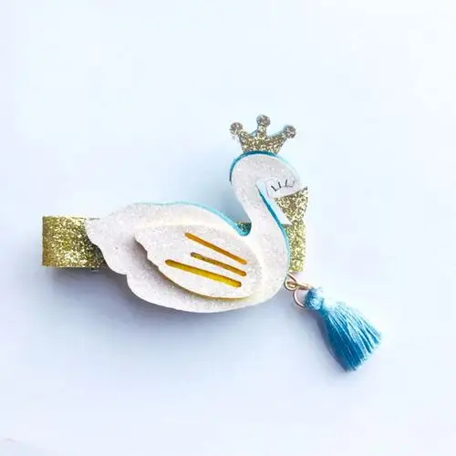 a2-16 精美小天鹅流苏可爱儿童发夹 发饰边夹 闪粉发饰