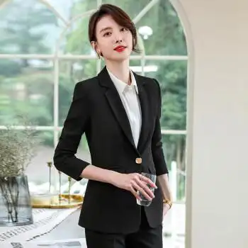 大学生面试西服套装正装女职业西装韩版秋冬气质上班工作服2030黑色