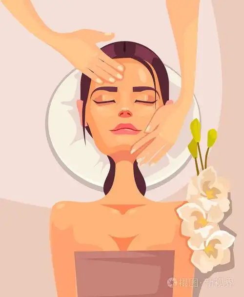 快乐的微笑年轻女人性格有抗衰老的美容沙龙 spa 按摩.