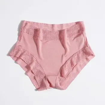 oloey真丝内裤女士 蕾丝包臀短裤透气舒适无痕加大桑蚕丝平角裤 橡皮