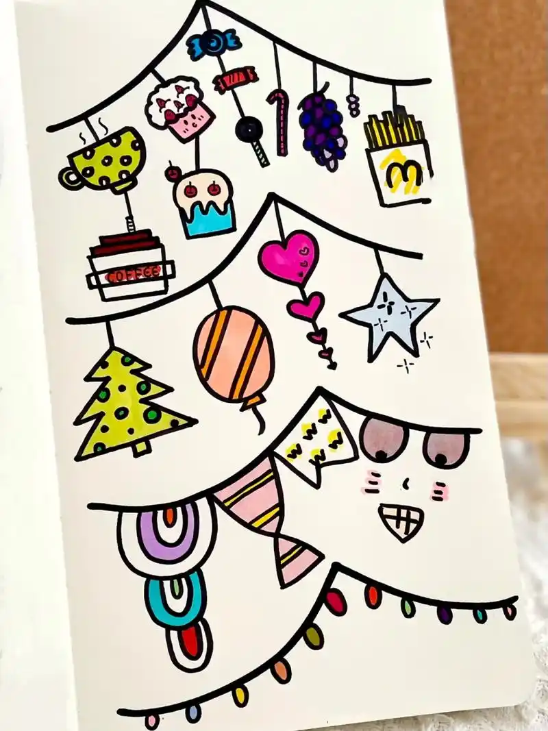 手绘40|可爱分割线边框手帐·小彩旗简笔画 可可爱爱,简简单单的分割