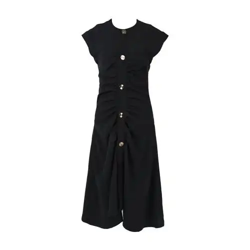 原创设计夏季新款金属纽扣黑色裙子超仙甜美连衣裙