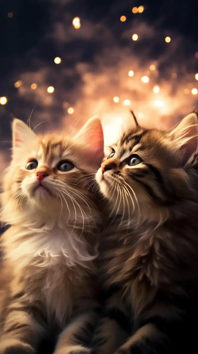 这是一张萌萌的画面,两只小猫穿着漂亮 - 抖音