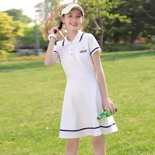 少女夏装学院风高中初中生夏季裙子韩版宽松中学生短袖polo连衣裙