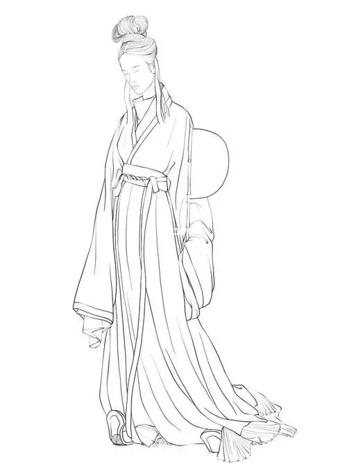 汉服临摹线稿汉晋风格1