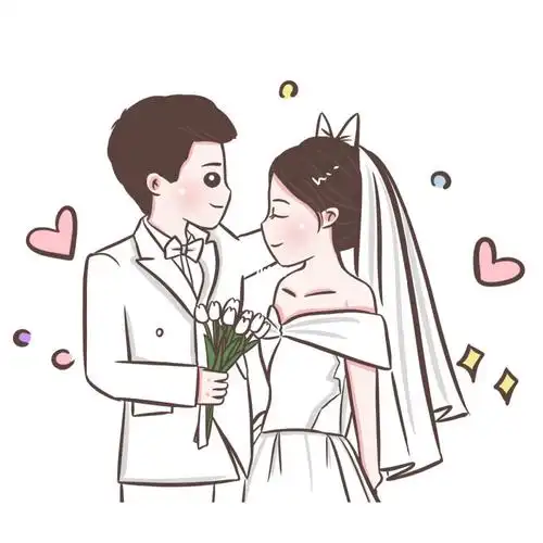 可爱卡通婚纱照转手绘