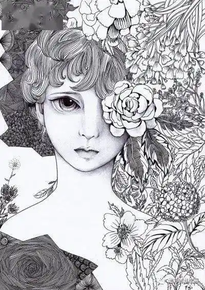 同样出彩的黑白画,线条细腻丰富