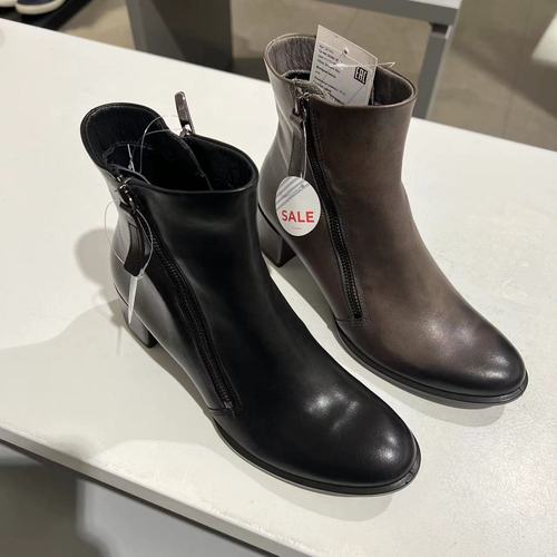 ecco爱步女士时装短靴粗跟拉链跟高45mm春秋时装靴