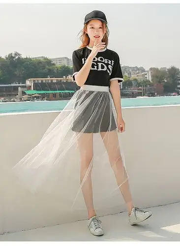 踏保帝纱裙单层纱外搭夏季新款超薄透视网纱半身裙女罩裙老婆裙透明