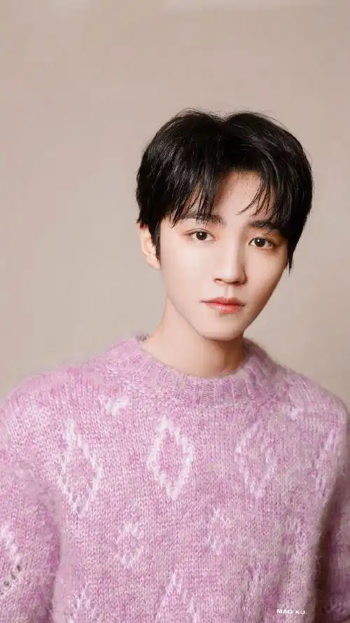 王俊凯粉紫色毛衣