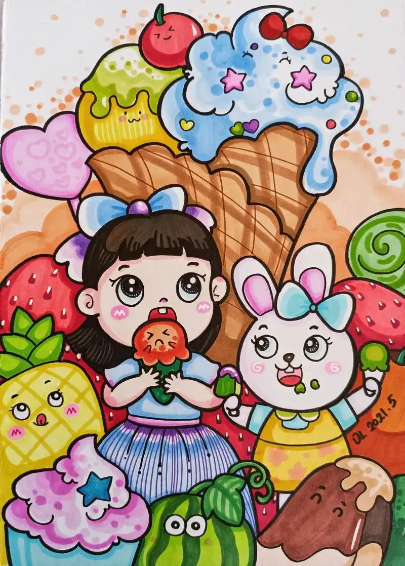 野餐为主题的儿童画作品分享 #幼师必备 #幼师 #儿童画分享 - 抖音