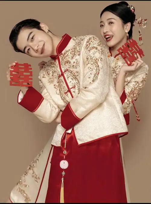 秉藜 秀禾服新娘小个子夏款秀和金色新款夏季结婚薄款中式礼服男女