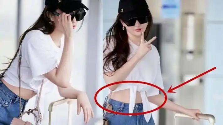 刘亦菲"肉感腰"火了!穿露脐装去机场清纯可人,有点胖却很真实