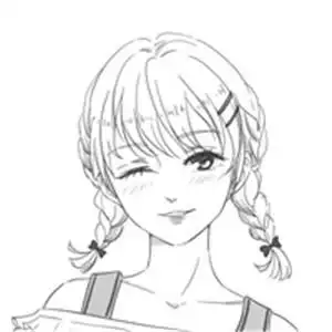 手绘动漫二次元黑白女头像