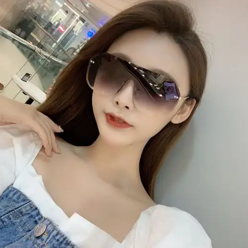 2019新款太阳镜女士902无框墨镜女时尚网红同款一体眼镜sunglass
