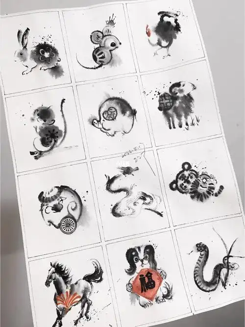 原创水墨十二生肖系列