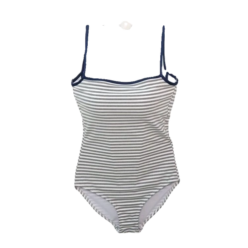 女韩版性感露背条纹聚拢显瘦遮肚保守学生三角连体泳衣度假泳装