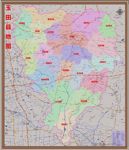 2019年河北唐山玉田县百度版地图行政交通旅游乡镇地图110x130cm