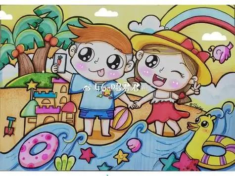 欢欢欢喜儿童画 夏天主题创意儿童画 4-12岁>儿童#创意美术作品#&儿