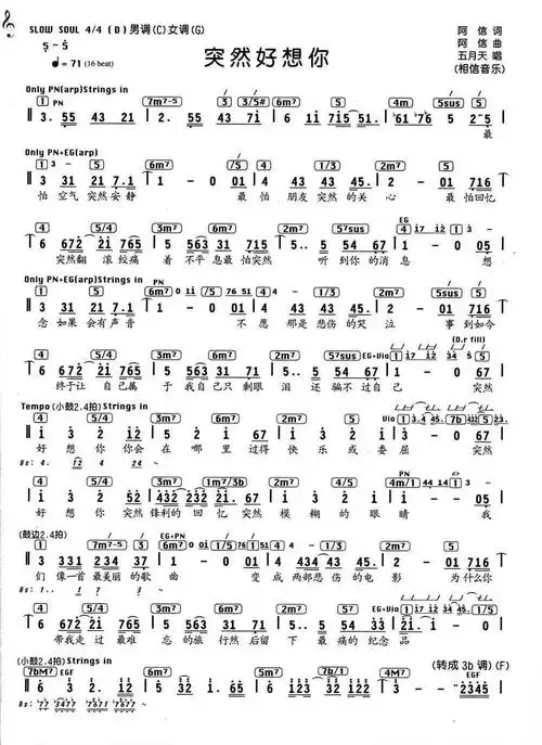 突然好想你简谱_突然好想你歌词五月天
