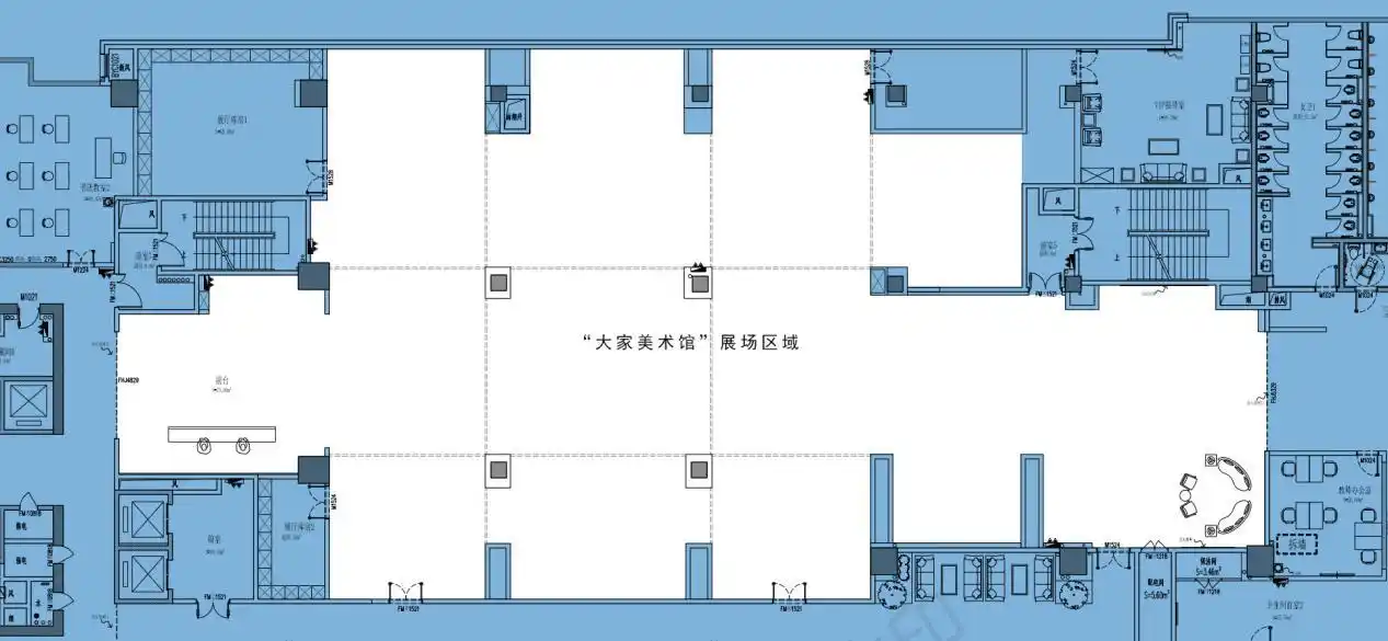 "大家美术馆"展场区域平面图有意向申请举办特色展览的组织或个人,可