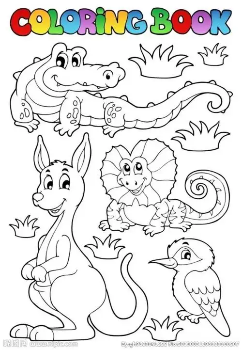 卡通线描动物素材