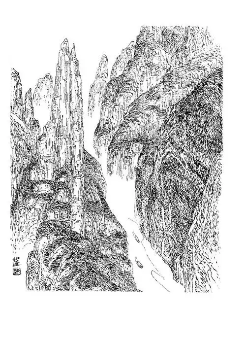 从黄君璧融中西妙法的白描山水,白描山水画稿(白描山水风光图)