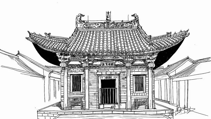 古建筑手绘