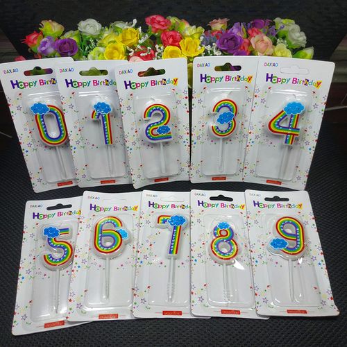 儿童数字七彩虹生日快乐蛋糕派对蜡烛 烘焙装饰情景用品30元包邮