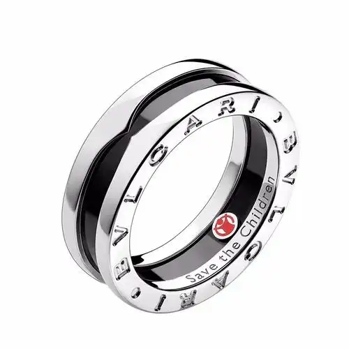 【正品联保】bvlgari宝格丽戒指慈善款单圈戒指镶嵌黑色陶瓷情侣同款