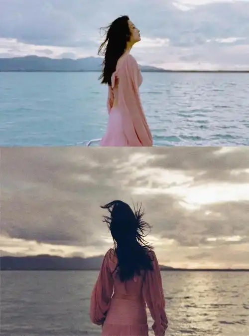 李沁再次与大海邂逅,一身假日穿搭细腰抢镜,风吹秀发十分唯美