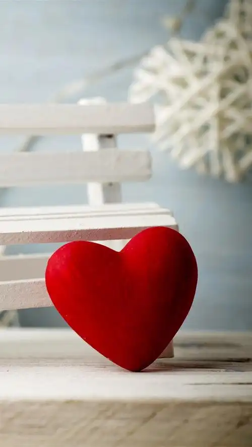 红色爱心,长凳,浪漫 iphone 壁纸