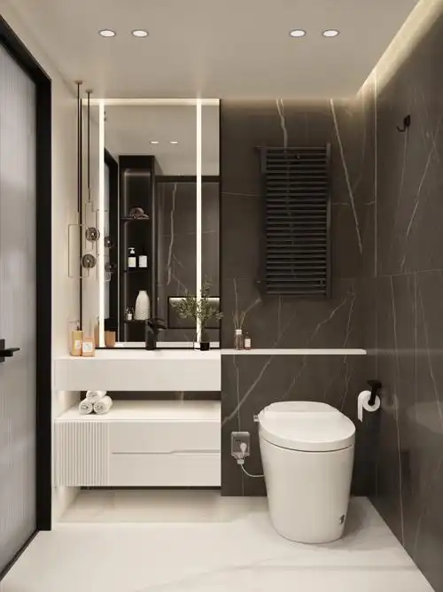 无死角方便清洁,白色的浴室柜不仅收纳空间足,颜值高.