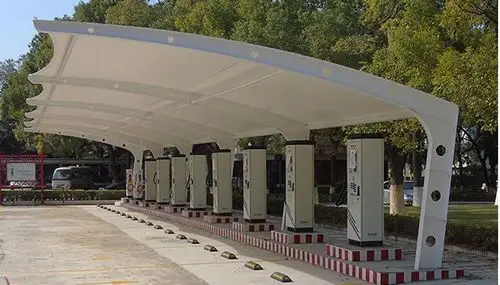 厂家安装膜结构充电桩停车棚 公交车电瓶车新能源充电桩雨棚