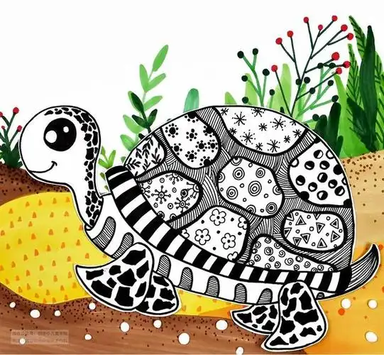 小学生创意线描画 创业线描