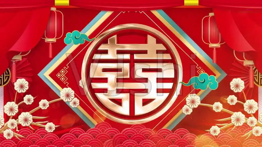 中国风喜庆中式婚礼殿堂led背景视频