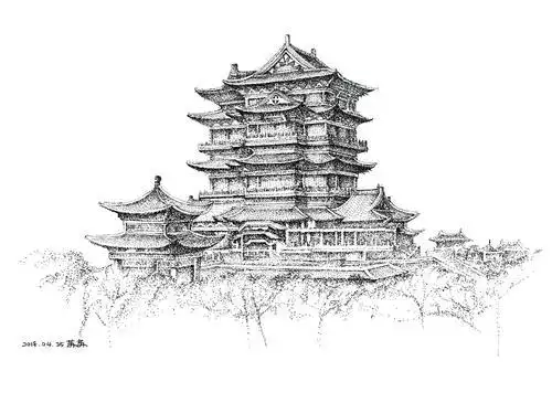 幼儿滕王阁简笔画