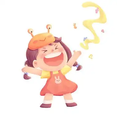 卡通可爱快乐唱歌的女生清新治愈png素材卡通人物