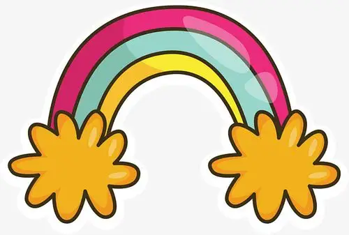 可爱卡通微笑彩色云朵彩虹装饰免抠元素
