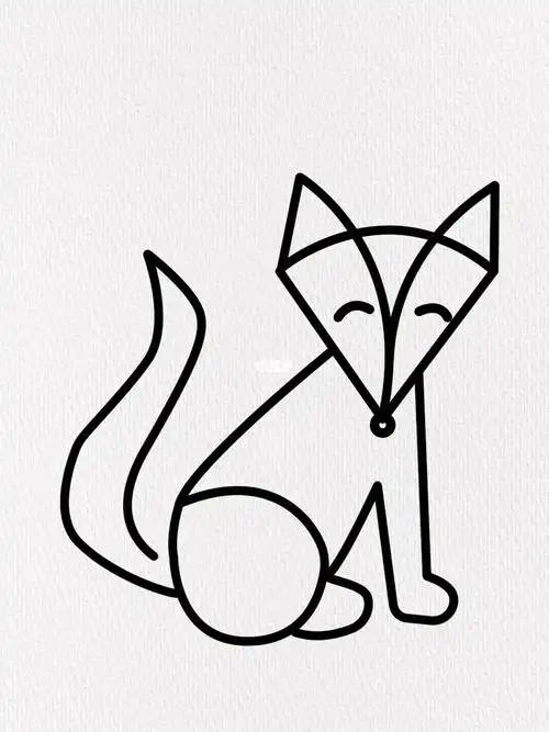 一个数字6一个字母v就可以画出小狐狸