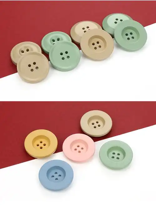 扣子大全扣子彩色树脂圆形四眼纽扣衣服钮扣毛衣风衣西装大衣红色装饰