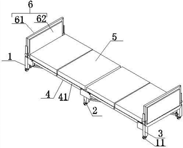 一种新型超长四折折叠床