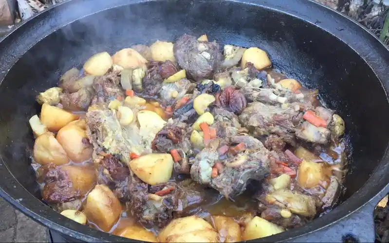 战斗民族的铁锅大炖菜 看着真香呀(有一种想往锅里贴饼子的冲动)